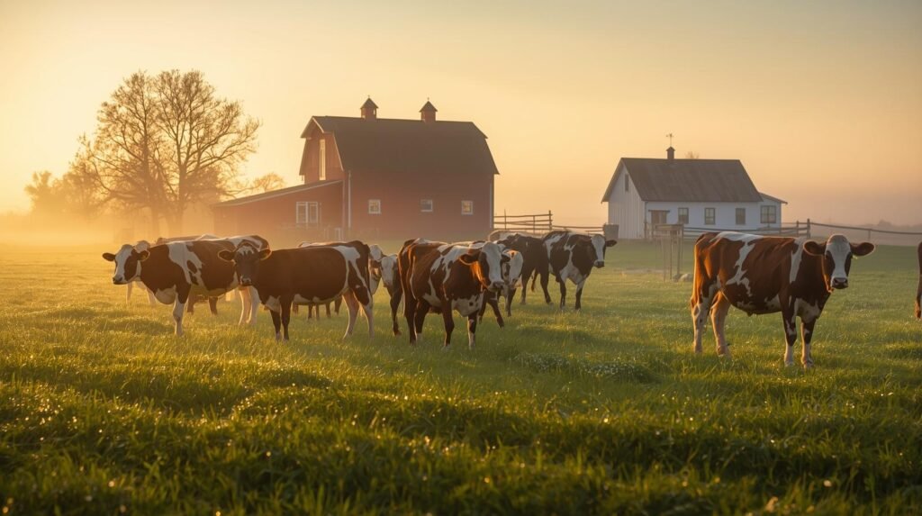 Jersey and Brown Swiss cows on small Iowa Raw Milk locations,  producing fresh raw milk.