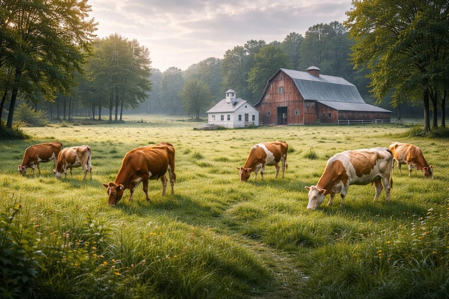 Pure Michigan pasture-raised Jersey and Guernsey cows on a local raw milk farm.